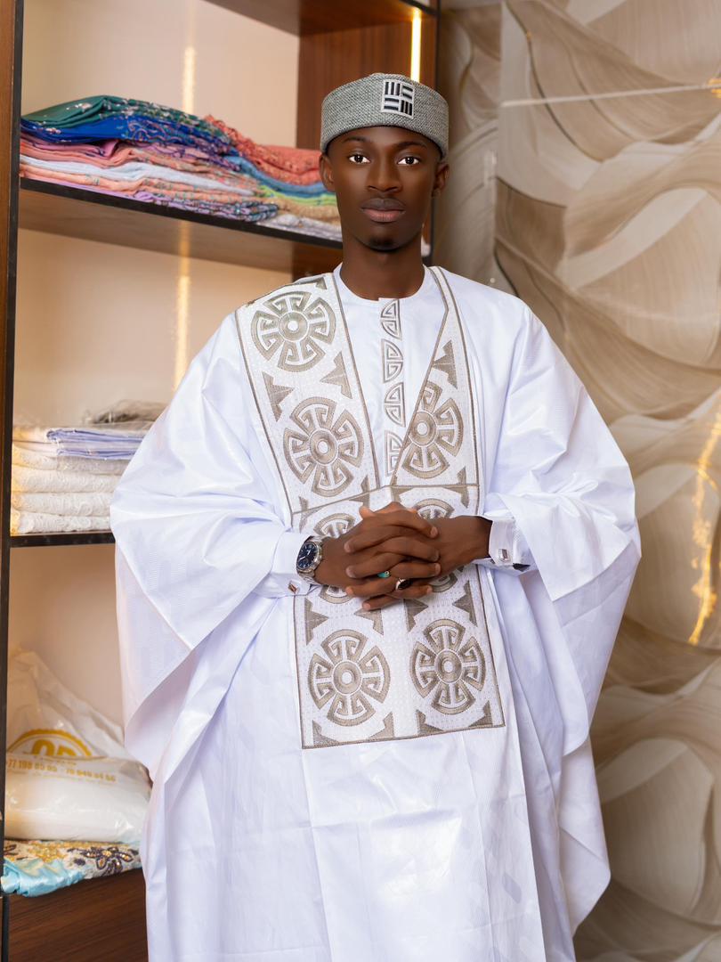 Grand boubou blanc à médaillons — blanc, vue 1