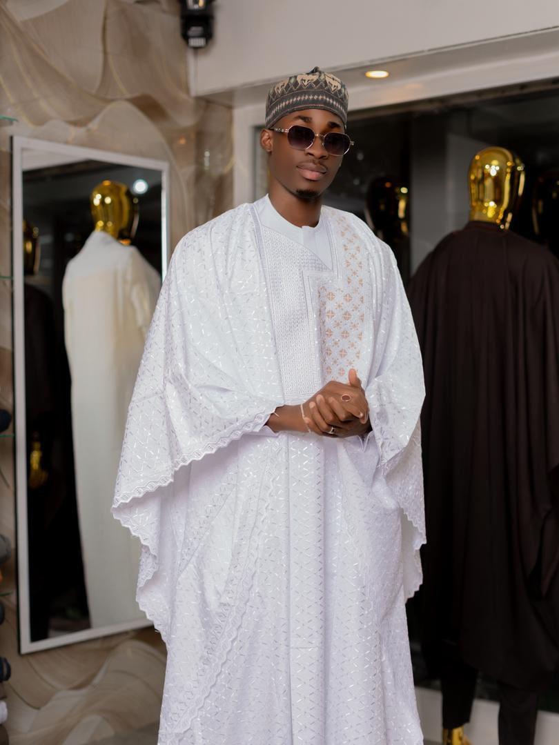 Grand boubou blanc ajouré — blanc, vue 1